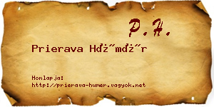 Prierava Hümér névjegykártya